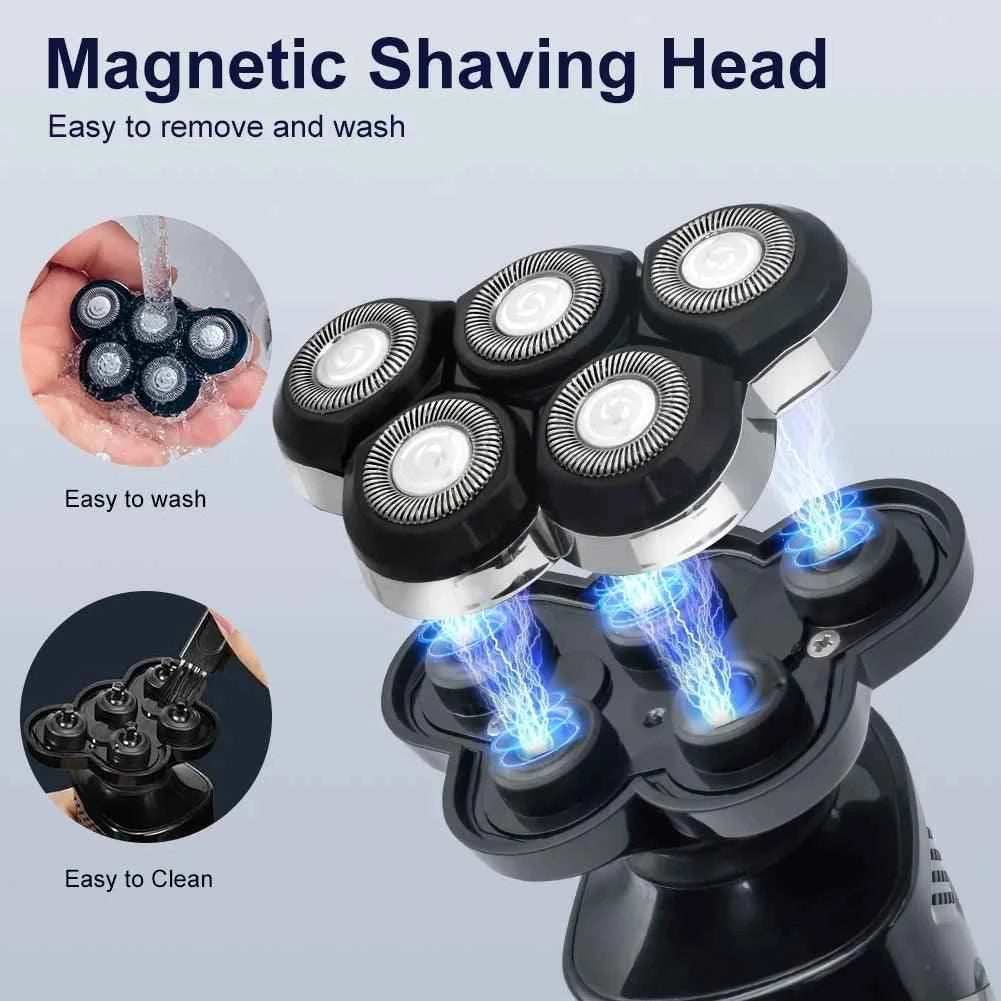 HATTEKER Electric Shaver For Men Electr Shaver 5 Head Razor Waterproof Shaving Machine Rechargeable Beard Trimmer For Man