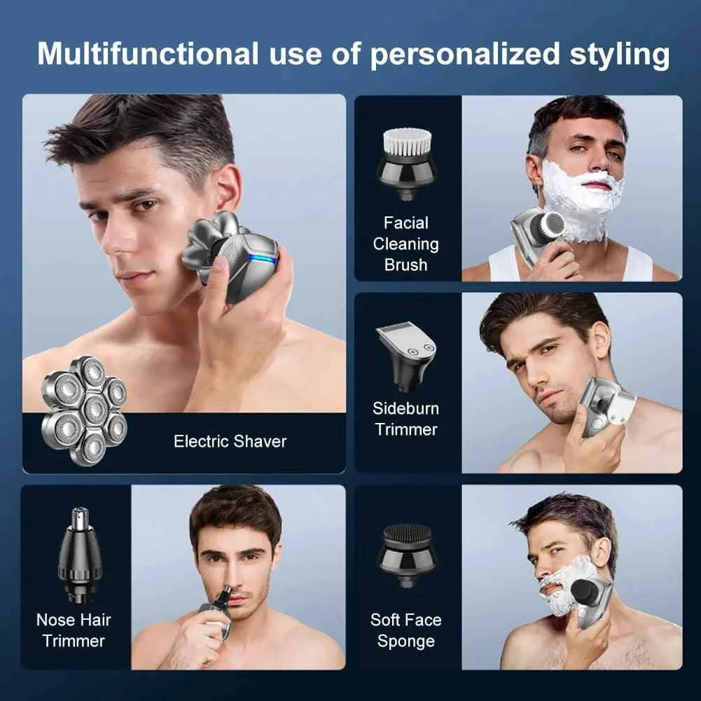 7D Floating heads Electric Razor for Men Upgrade 5 in 1 Shavers Multifunctional Bald Head