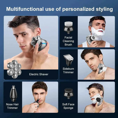 7D Floating heads Electric Razor for Men Upgrade 5 in 1 Shavers Multifunctional Bald Head
