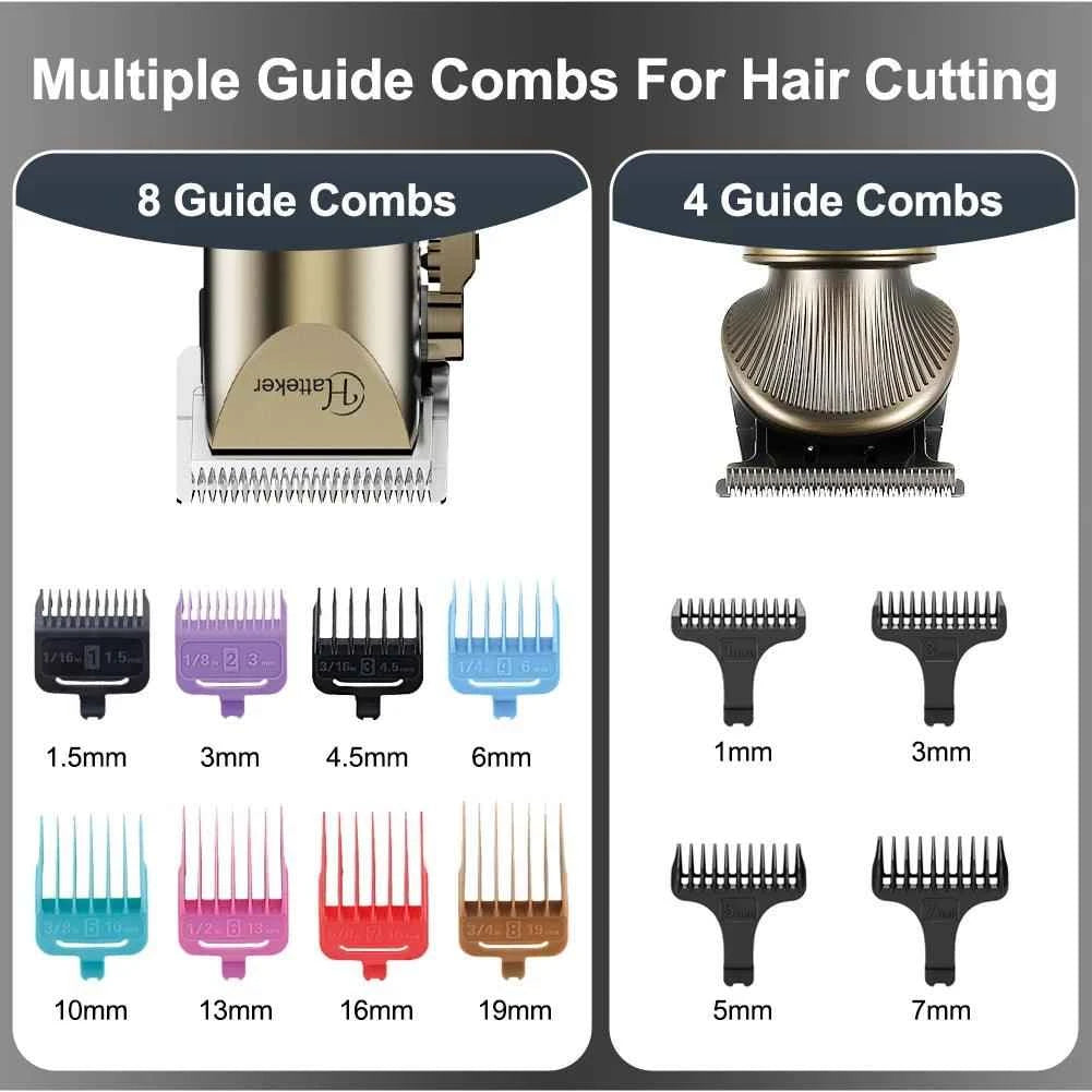 HATTEKER men hair clipper 2 set T blade hair barber clippers gentleman hair cutting machine bronze cordless hair trimmer