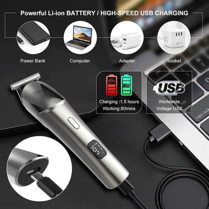 HATTEKER 6 in1 multifunction hair trimmer rechargeable wireless electric baber haircut