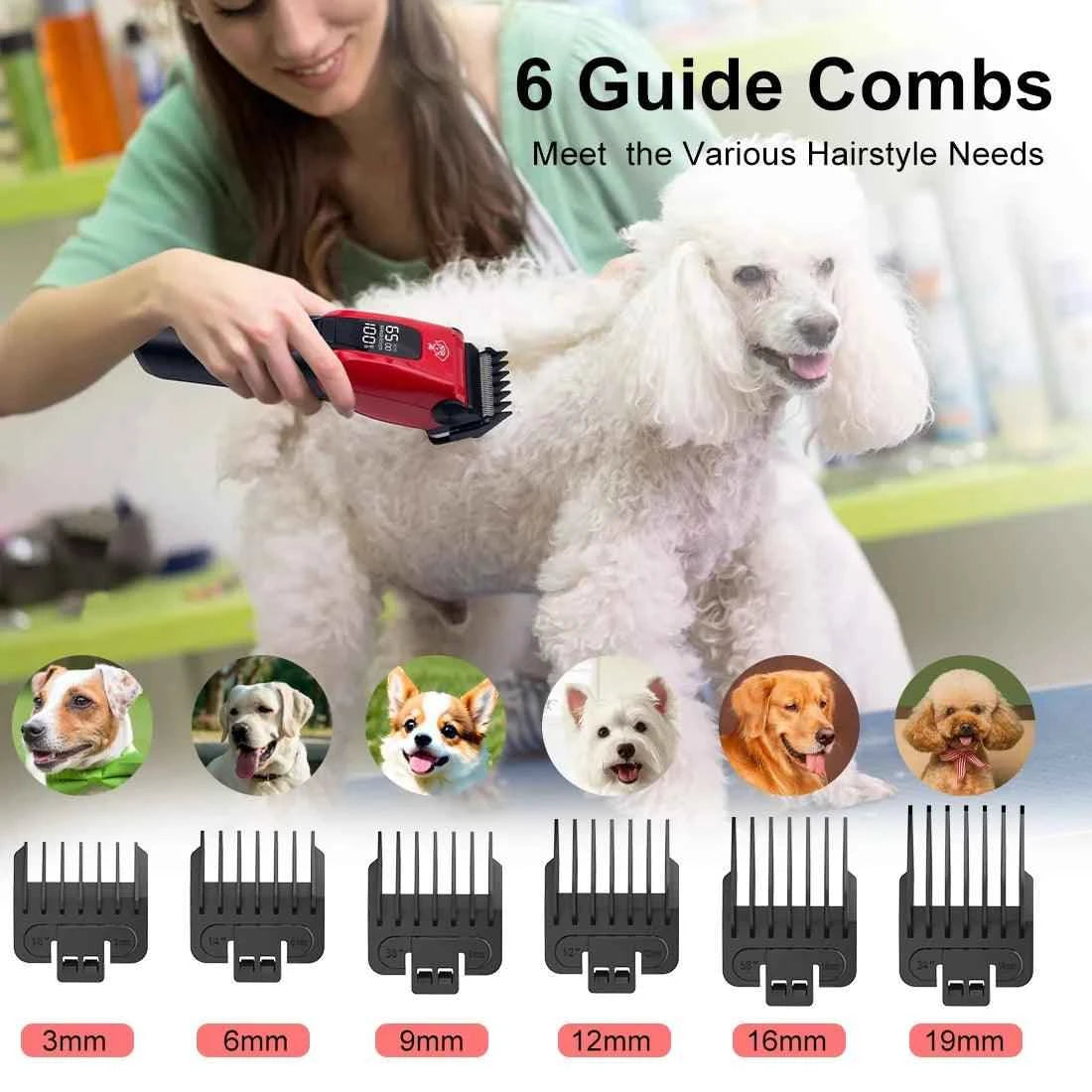 Professional Pet Hair Clipper - Rechargeable Low-Noise Grooming for Dogs & Cats, Ceramic Blade