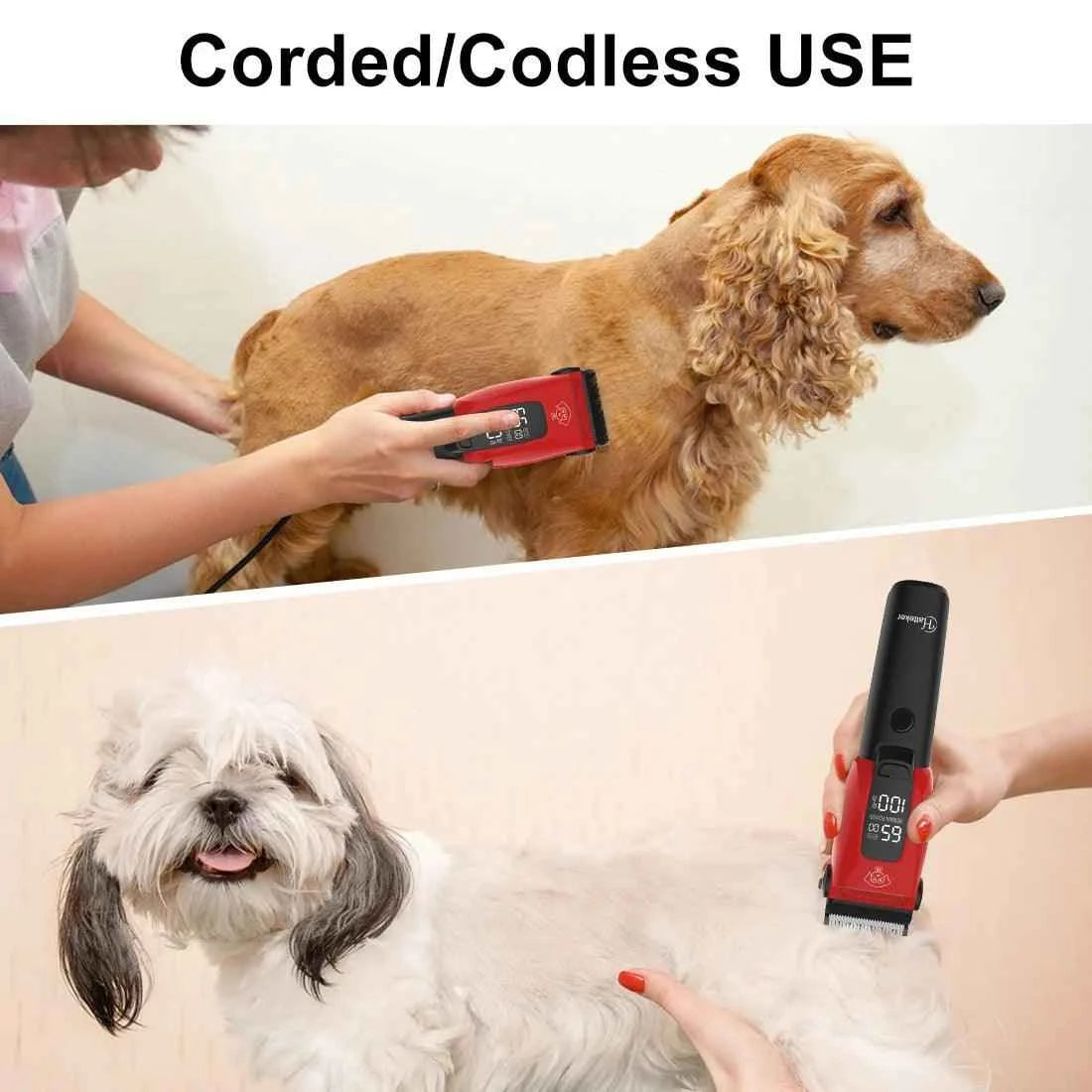 Professional Pet Hair Clipper - Rechargeable Low-Noise Grooming for Dogs & Cats, Ceramic Blade