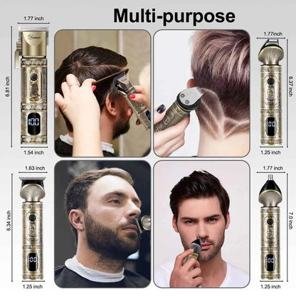 HATTEKER men hair clipper 2 set T blade hair barber clippers gentleman hair cutting machine bronze cordless hair trimmer