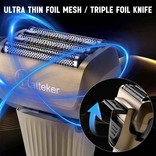 Hatteker Hair Clipper Set - Triple Foil Shaver & Crew Cut Trimmer, USB Charging