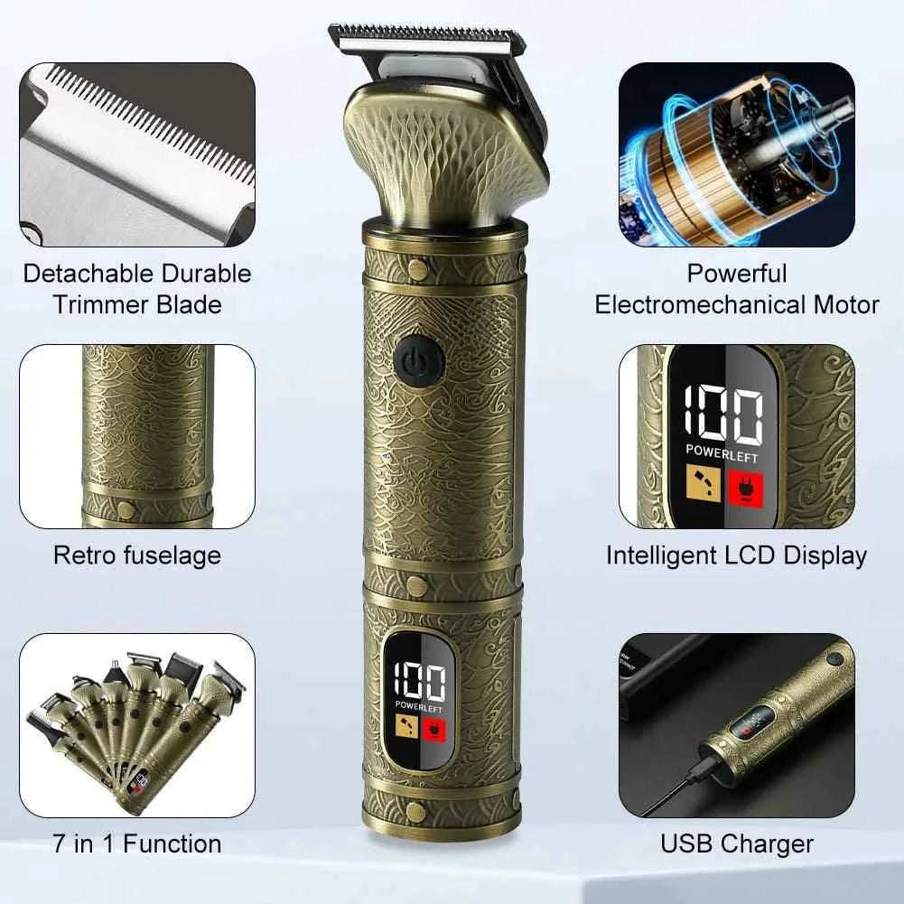 Hair trimmer all in one 7 blades hair clipper electric baber haircut machine body hair removal nose trimmer set for Men