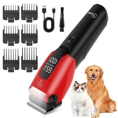 Professional Pet Hair Clipper - Rechargeable Low-Noise Grooming for Dogs & Cats, Ceramic Blade