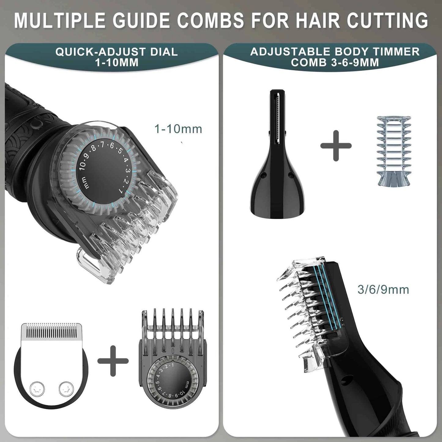 HATTEKER hair trimmer all in one 7 blades changeable Electric Baber Haircut body nose trimmer set