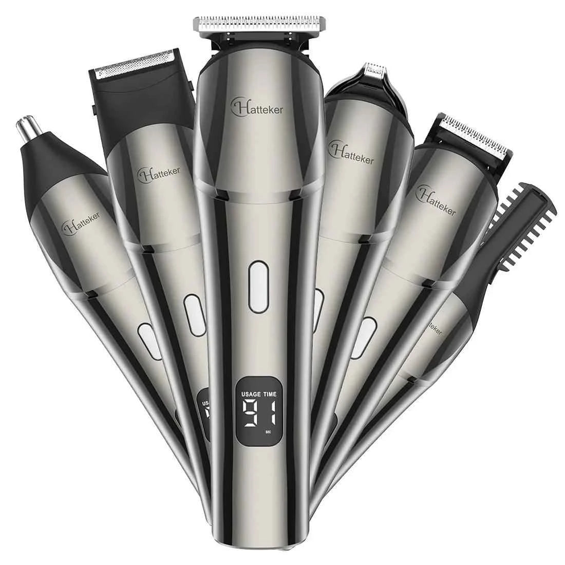 HATTEKER 6 in1 multifunction hair trimmer rechargeable wireless electric baber haircut
