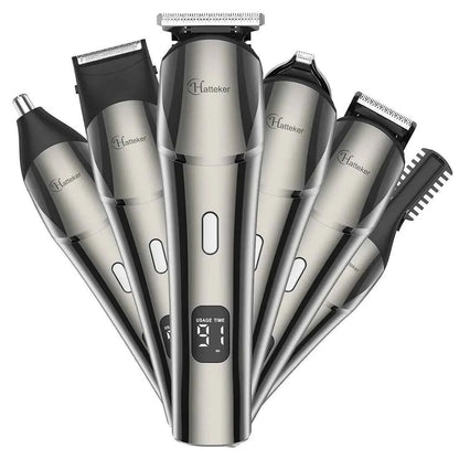 HATTEKER 6 in1 multifunction hair trimmer rechargeable wireless electric baber haircut