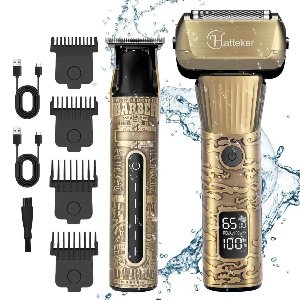 Hatteker Hair Clipper Set - Triple Foil Shaver & Crew Cut Trimmer, USB Charging