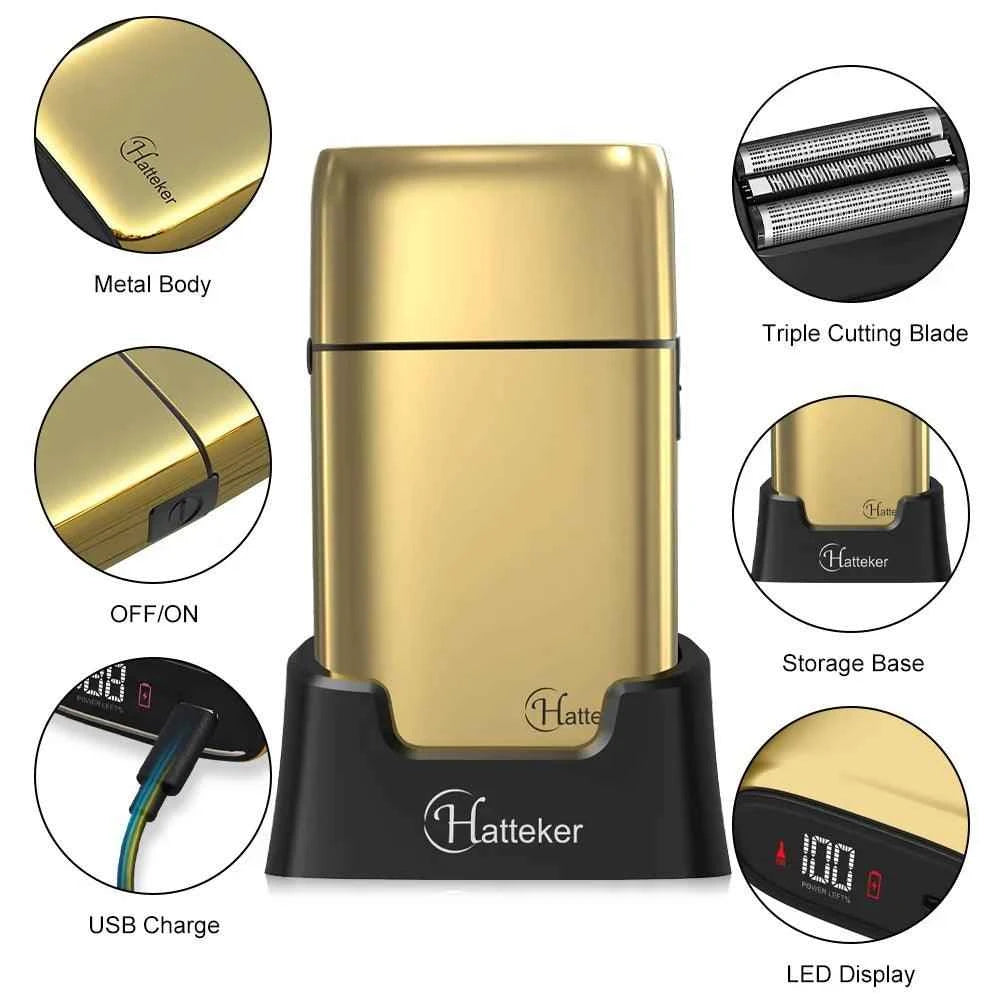 Hatteker Men's Electric Shaver - Powerful Triple-Blade Razor for Beard & Bald Shaving