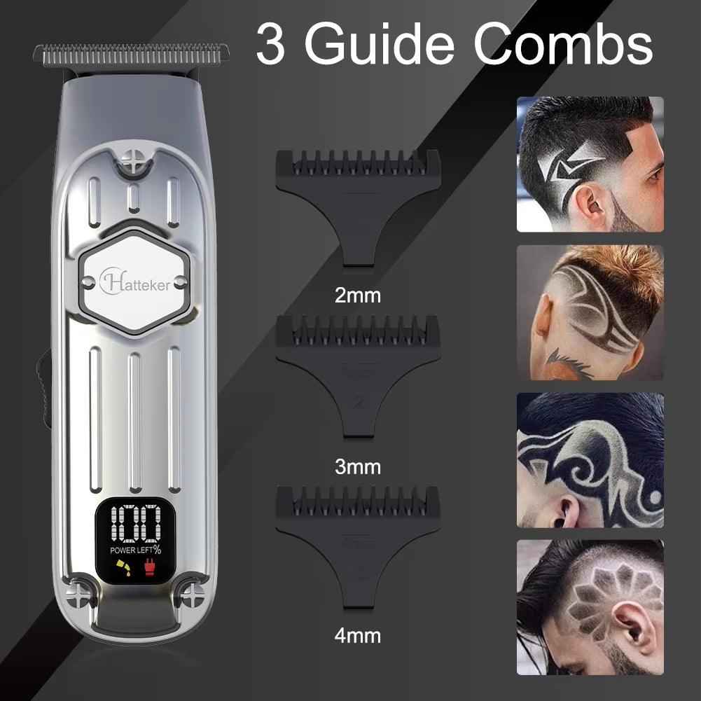 Silver Cordless Beard Trimmer & Haircut Kit - T-Blade Hair Clippers for Men