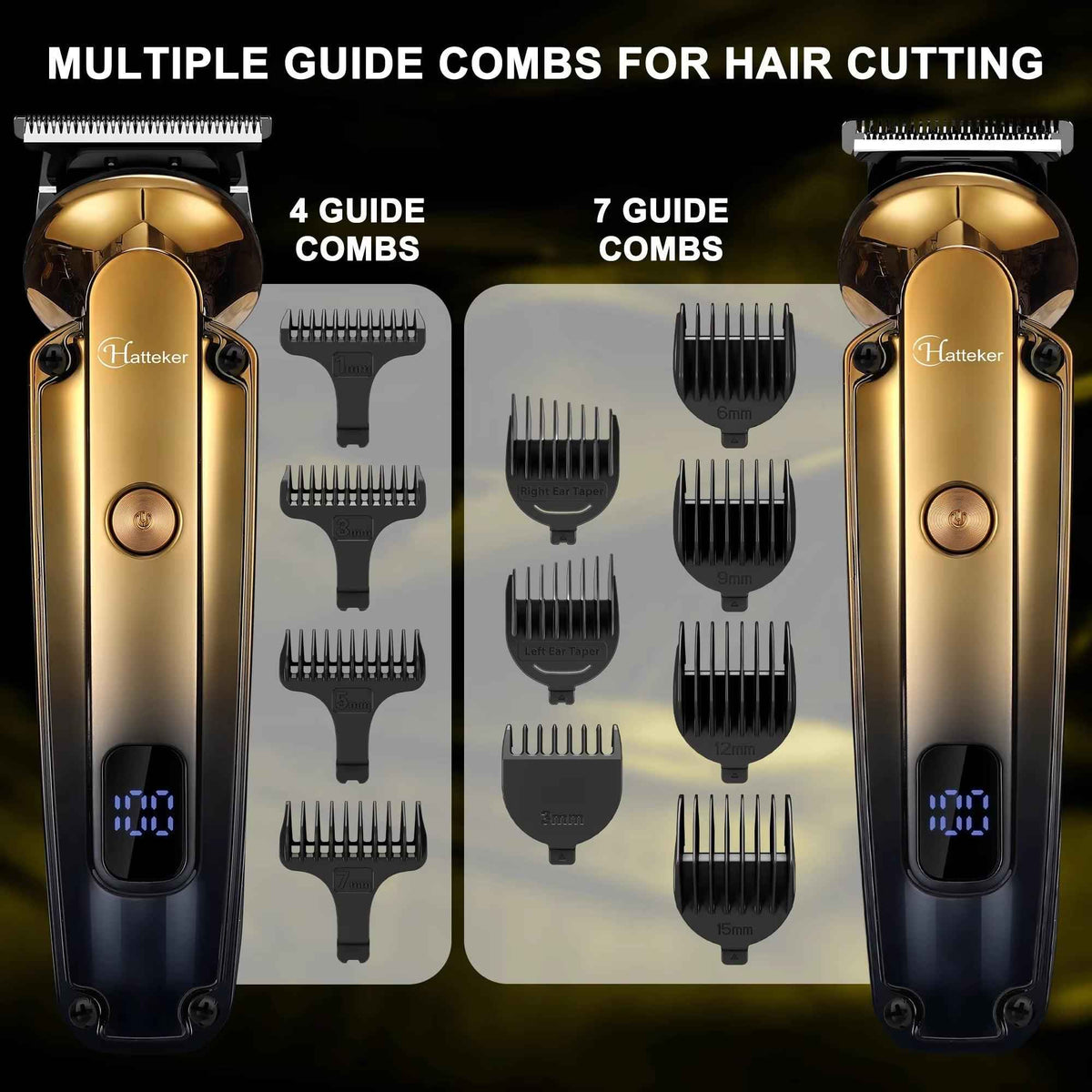 Hatteker Professional Electric Hair Clippers for Men - Oil Head Carving Trimmer with LED