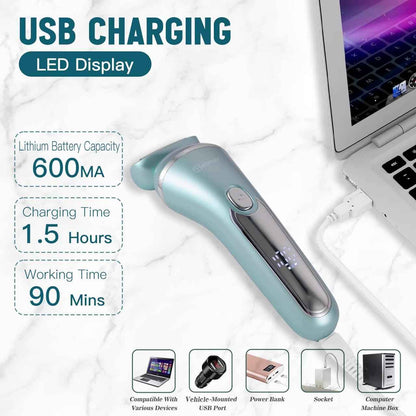 3-in-1 Lady Shaver - USB Rechargeable Electric Epilator for Legs & Arms, Wet & Dry