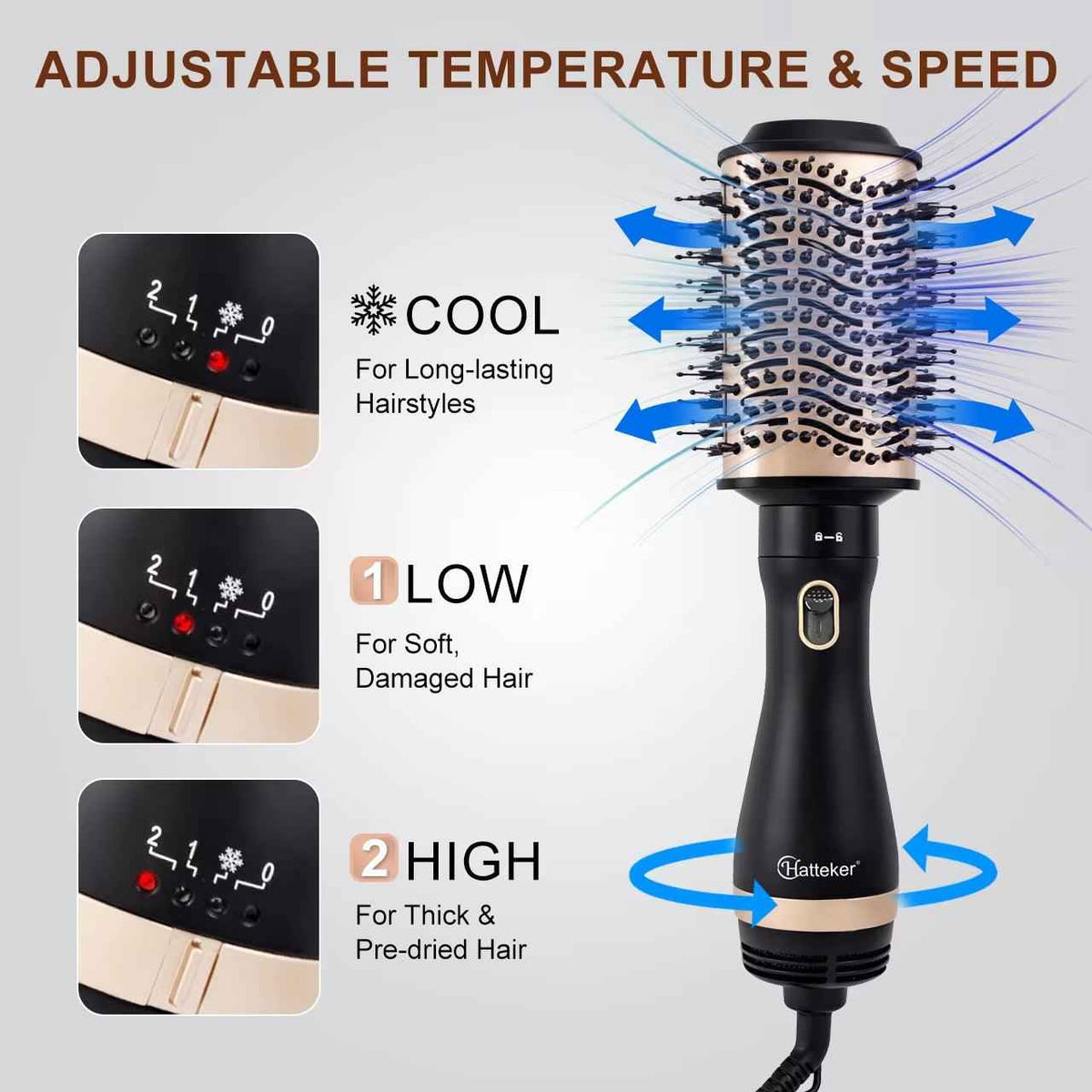 Hatteker Air Hair Styler  4-in-1  Curler, Dryer Brush, Hot Comb & Straightener