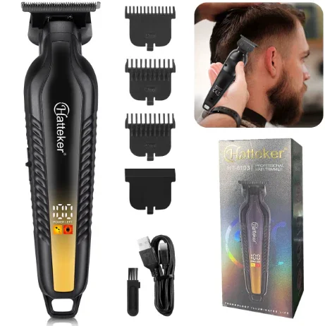 Hatteker Professional Beard Cutting Kit for Barbers Cordless USB Charging Hair Trimmer Clippers