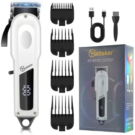 Hatteker New Model Hair Cutting Machine Electric Trimmer Rechargeable Professional Cordless Hair Clippers for Men