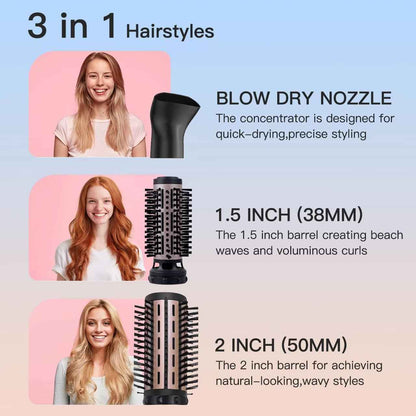 Hatteker 3-in-1 Air Hair Styler - Curler, Hair Dryer Brush & Hot Comb