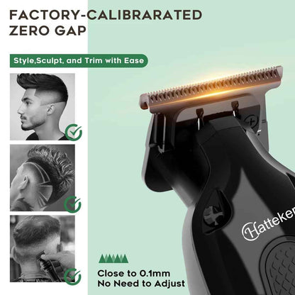 Hatteker Professional Barber Hair Clippers Set – Cordless Precision Fade Kit with Zero Gap T-Blade & LCD Display