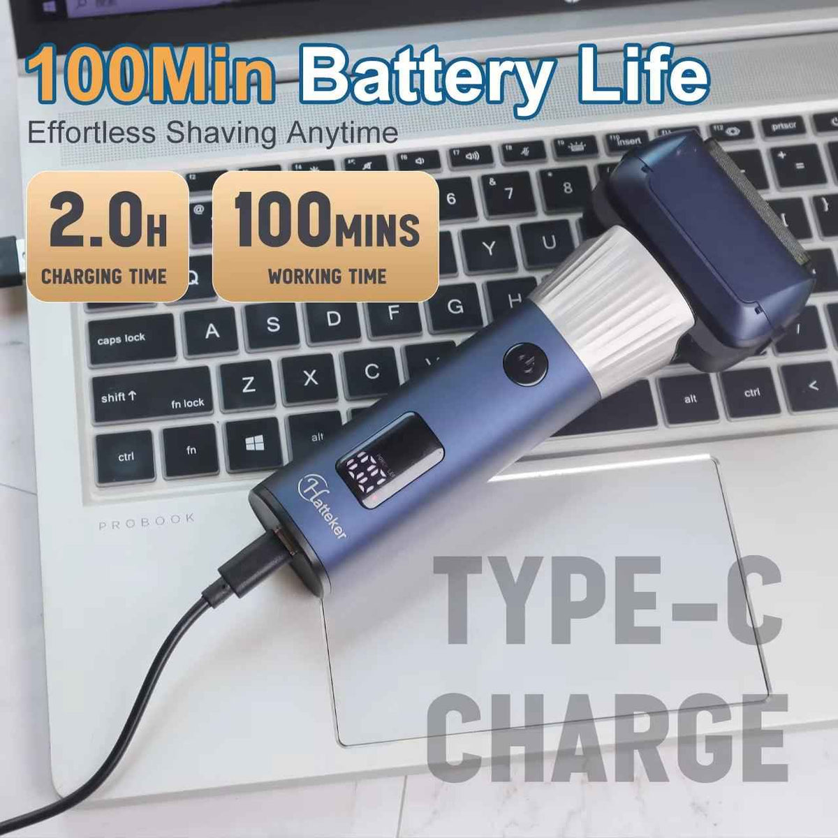 Washable Three-Blade Electric Shaver for Men | LCD Digital Display