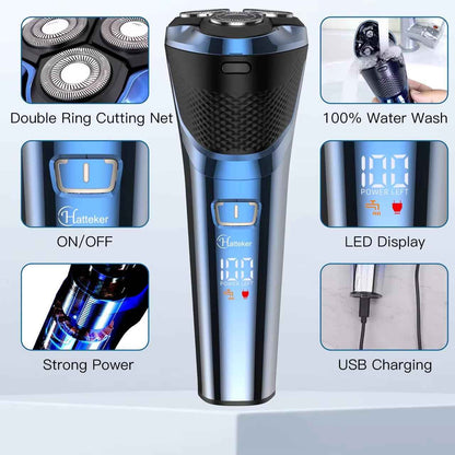 Men's Rotary Waterproof USB Charging Beard Trimmer & Electric Shaver