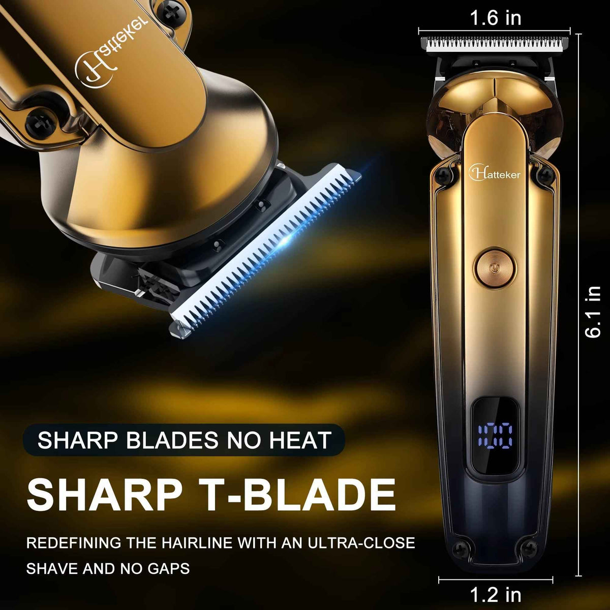 Hatteker Professional Electric Hair Clippers for Men - Oil Head Carving Trimmer with LED