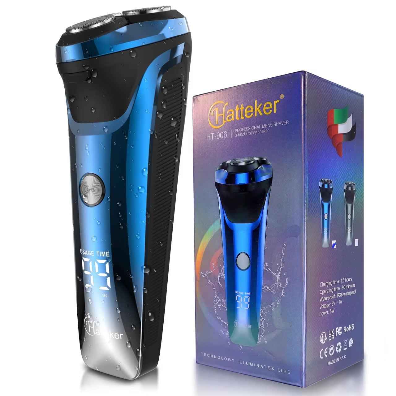 Hatteker Men's Beard Trimmer Waterproof Rotary Beard Trimmer & Electric Shaver with USB Charging