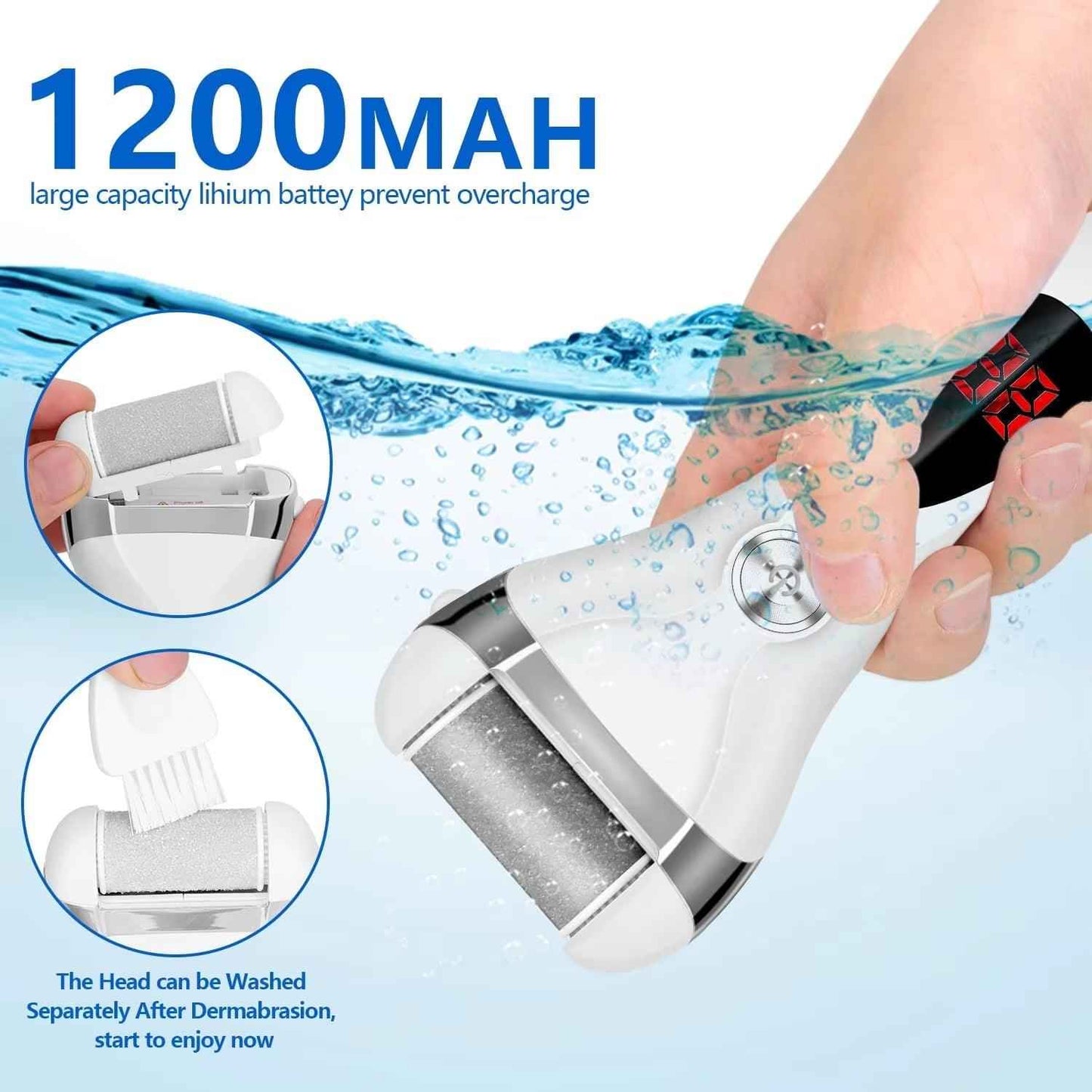 Hatteker Electric Callus Remover - USB Rechargeable Foot Sharpener with LCD