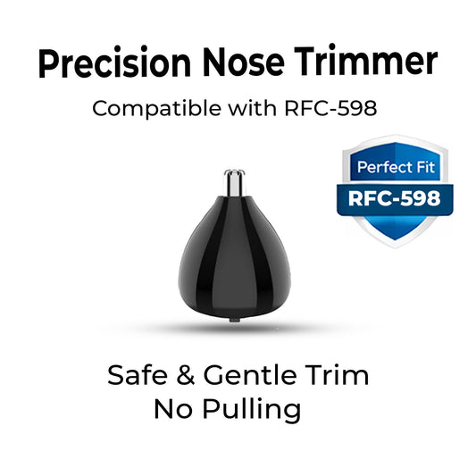 Hatteker RFC-598 nose trimmer head attached to grooming device