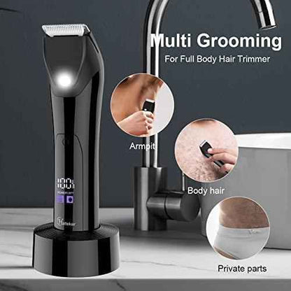 HATTEKER Professional Electric Groin Hair Trimmer Below-The-Belt Trimmer