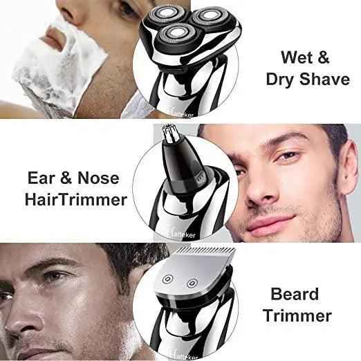 Hatteker Electric Shaver Men USB Rechargeable | Waterproof 4-in-1 Grooming Kit