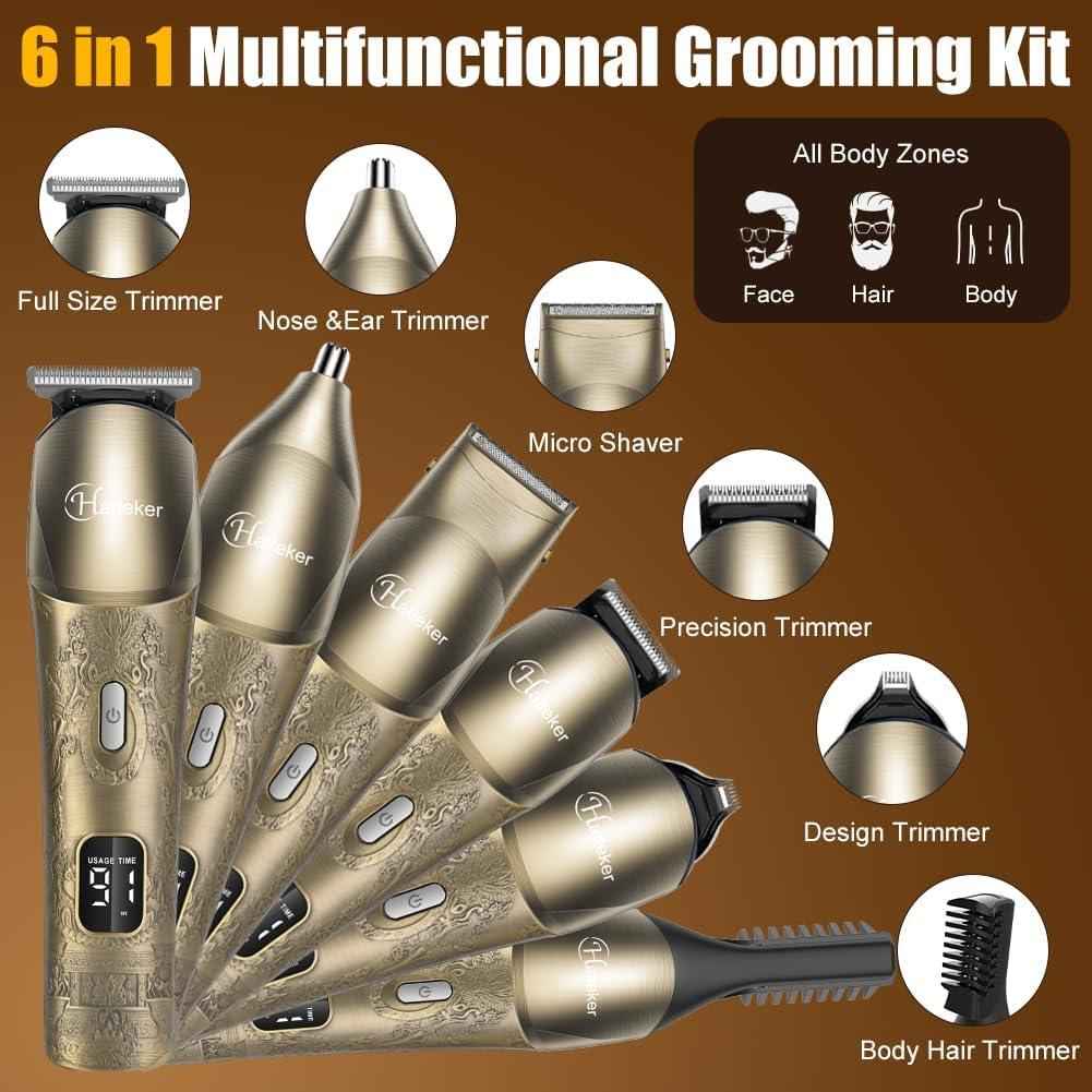Hatteker Upgraded Beard Trimmer for Men Waterproof Cordless Hair Clipper Electric Razor Shaving Mustache Face Nose Body