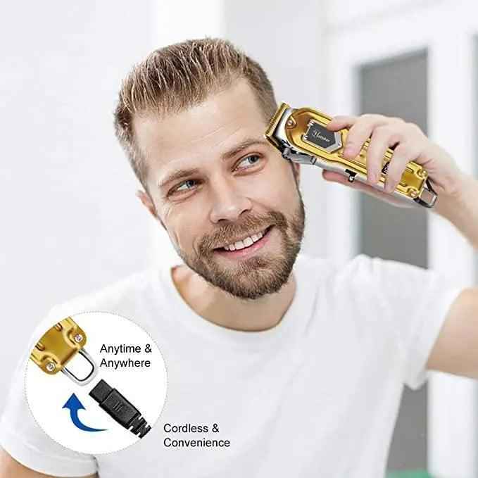 HATTEKER Hair Clipper Trimmer for Men Cordless USB Rechargeable Gold RFC 686