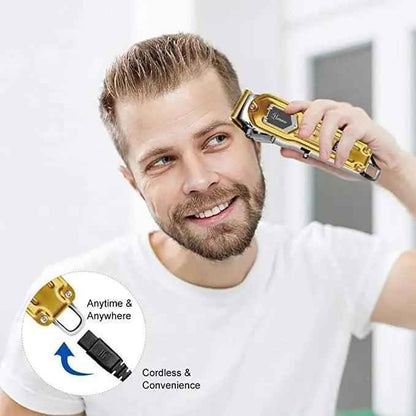 HATTEKER Hair Clipper Trimmer for Men Cordless USB Rechargeable Gold RFC 686
