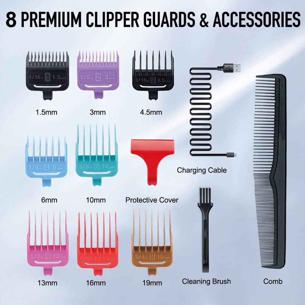 Hatteker Professional Cordless Hair Trimmer & Beard Shaver | Gold Grooming Kit with LED Display