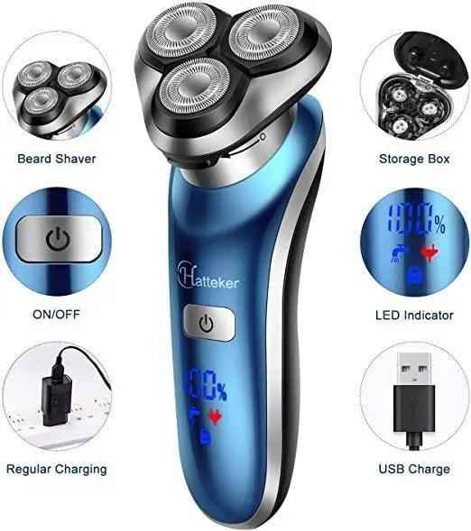 HATTEKER Electric Shaver Trimmer Cordless Beard Nose Hair Waterproof RSCK-960804