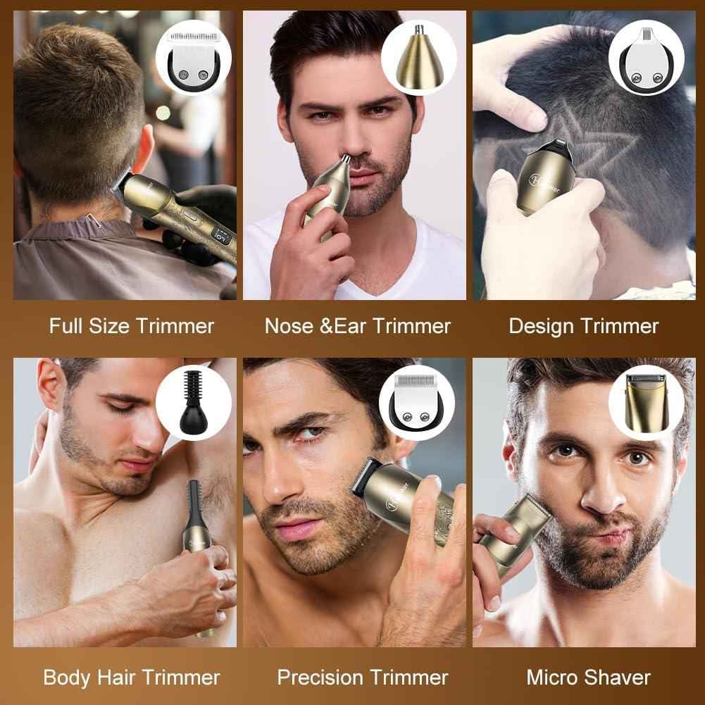Hatteker Upgraded Beard Trimmer for Men Waterproof Cordless Hair Clipper Electric Razor Shaving Mustache Face Nose Body