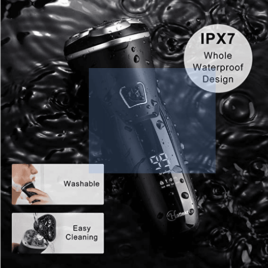 HATTEKER Electric Razor Professional Rechargeable Rotary  with Pop-up LED Display