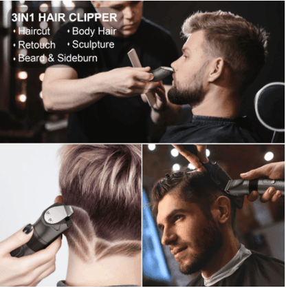 HATTEKER  Hair Clipper  Professional Waterproof grooming kit 3 in1 USB charging Haircut RFC-69503