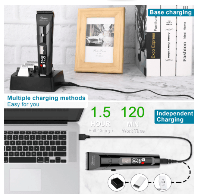 HATTEKER Cordless Waterproof Professional Hair Cutting LED Display 4 in 1 RFC 69104