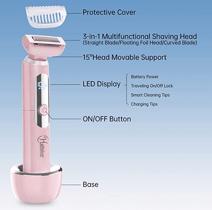 HATTEKER Electric Lady Shaver Razor Wet and Dry Waterproof