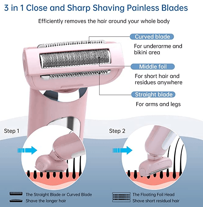 HATTEKER Electric Lady Shaver Razor Wet and Dry Waterproof