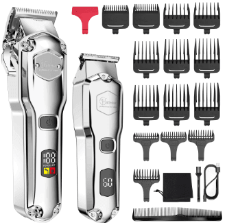 HATTEKER Lot 2 Pcs Professional Hair clipper Metal Electric Trimmer 18 Pcs Set Hair Cutting