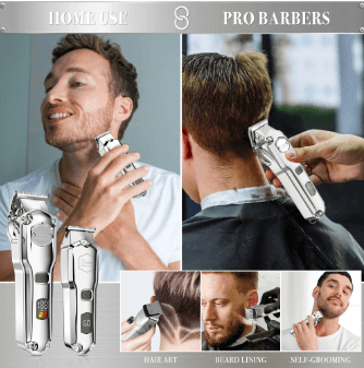 HATTEKER Lot 2 Pcs Professional Hair clipper Metal Electric Trimmer 18 Pcs Set Hair Cutting