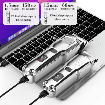 HATTEKER Lot 2 Pcs Professional Hair clipper Metal Electric Trimmer 18 Pcs Set Hair Cutting