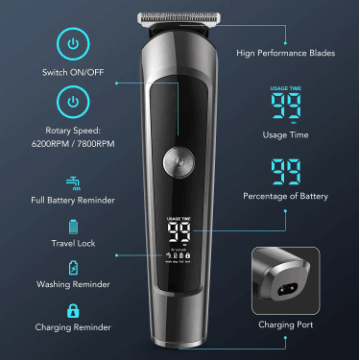 HATTEKER Pro Clipper Full Body Trimmer Razor 6 In 1 Beard  Shaver Nose trimmer