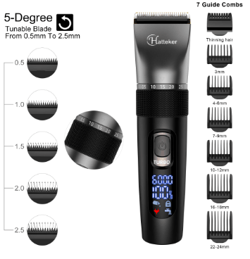 HATTEKER Pro Hair Clipper Multifunction  Stainless steel Blade Hair Trimmer Nose Hair Beard