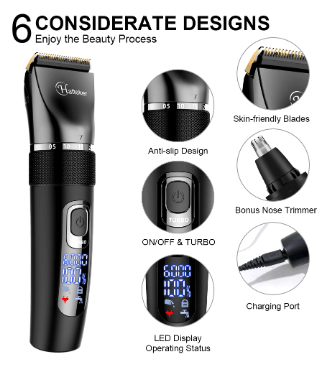 HATTEKER Pro Hair Clipper Multifunction  Stainless steel Blade Hair Trimmer Nose Hair Beard