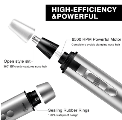 HATTEKER Nose Hair Trimmer 4 in 1 Multifunctional AA Battery Waterproof beard trimmer